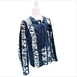 M.MIRANDA Retro Style Sequined Striped Lace Necktie Jacket Sz 18 Made in Turkey